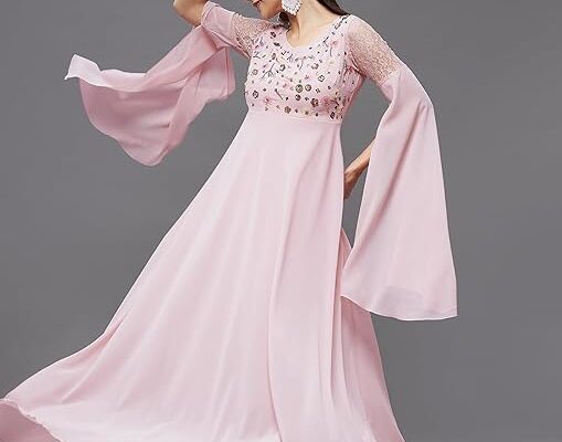 Sleeves Embroidered Maxi Dress